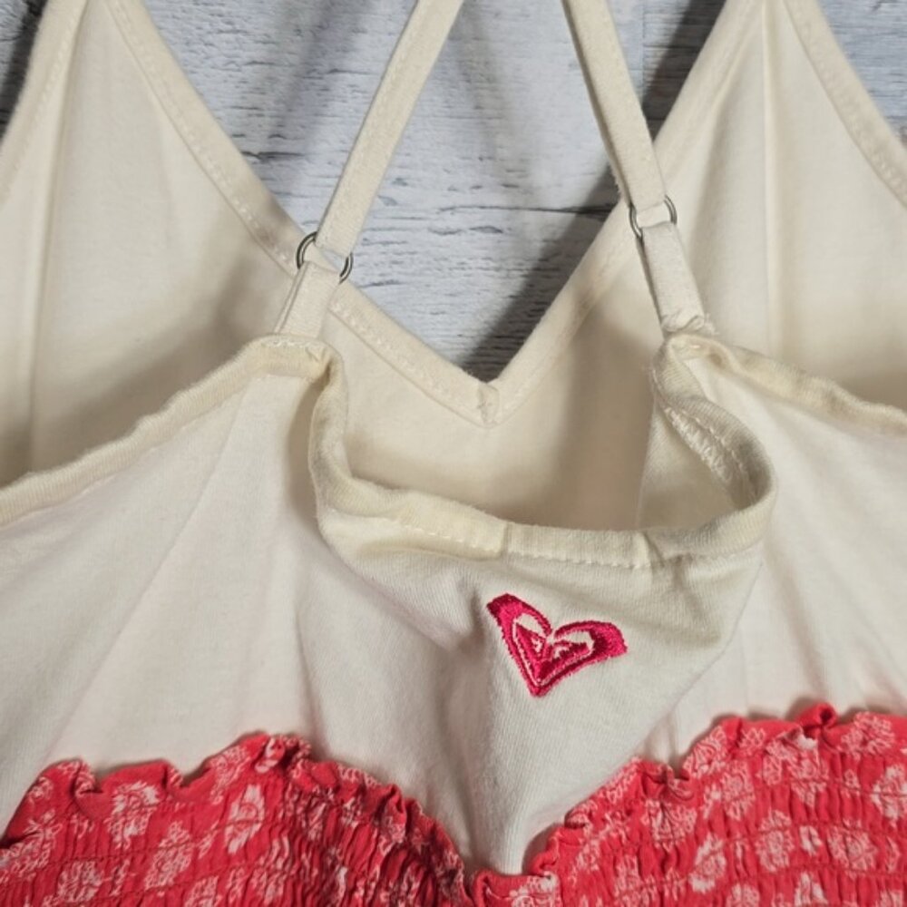 Roxy Cotton White Pink Racerback Mini Dress - Picture 5 of 7